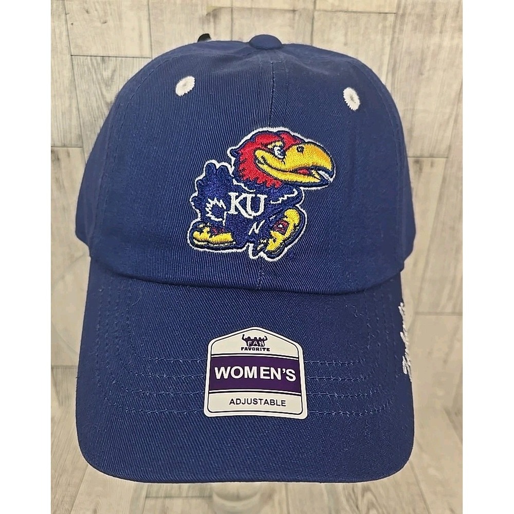 KU Jayhawks Cap Hat WOMENS Adjustable Royal Blue Kansas Fan Favorite Embroid NEW